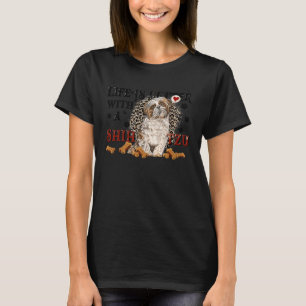 Camiseta Leopard Shih Tzu Mãe Com Pai Shih Tzu Mãe