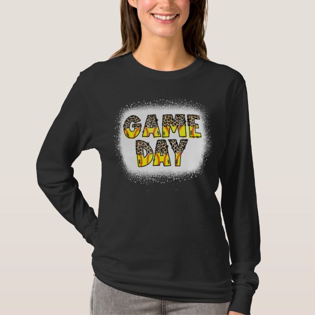 Camiseta Leopard Softball Game Day Vibes Softball Mãe Softb (Frente)
