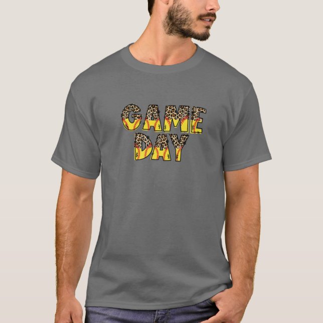 Camiseta Leopard Softball Game Day Vibes Tee Softball Mãe M (Frente)