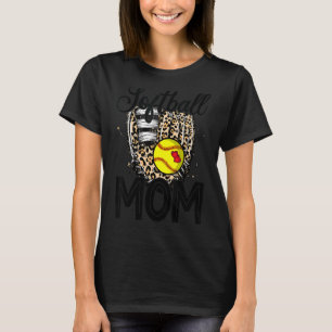 Camiseta Leopard Softball Glove Softball Mãe Feliz Mãe de M