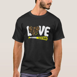 Camiseta Leopard Softball Graphic Love Dizendo Texto Para S