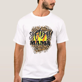 Camiseta Leopard Softball Mãe Engraçado Softball Mãe da Mãe