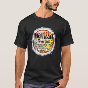 Camiseta Leopard Softball Mãe Meu Coração Está No Campo Bas