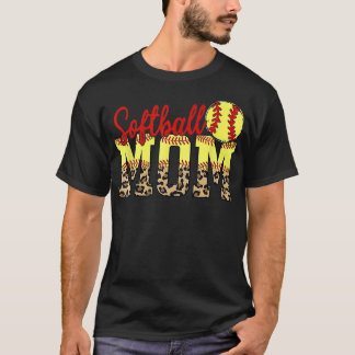 Camiseta Leopard Softbol Mãe Dia de Jogo Dia das Mães 2022 