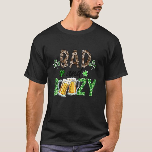 Camiseta Leopard St Patrick's Day Bad And Boozy Beer Drinki (Frente)