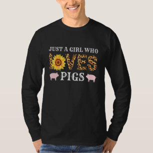Camiseta Leopard Sunflower Apenas Uma Menina Que Ama Suínos