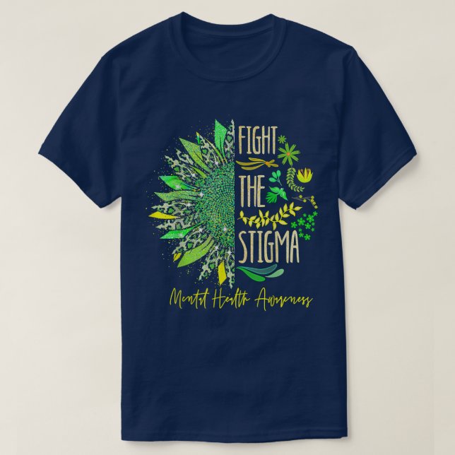 Camiseta Leopard Sunflower Fight The Stigma Mental Health A (Frente do Design)