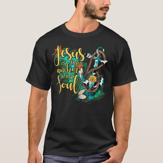 Camiseta Leopard Sunflower Jesus É A Âncora Da Minha Alma C (Frente)