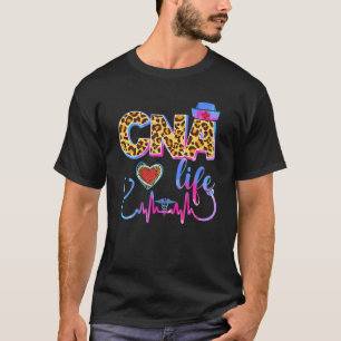 Camiseta Leopard Tie Dye CNA Life Stethoscope Enfermeira Le