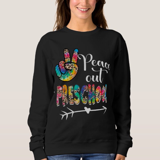 Camiseta Leopard Tie Dye Peace Out Preschocolory Feliz Dia  (Frente)