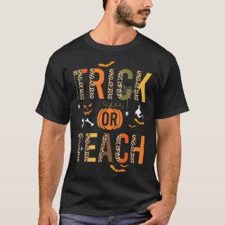 Camiseta Leopard Trick Or Teach Halloween Teacher Costume W