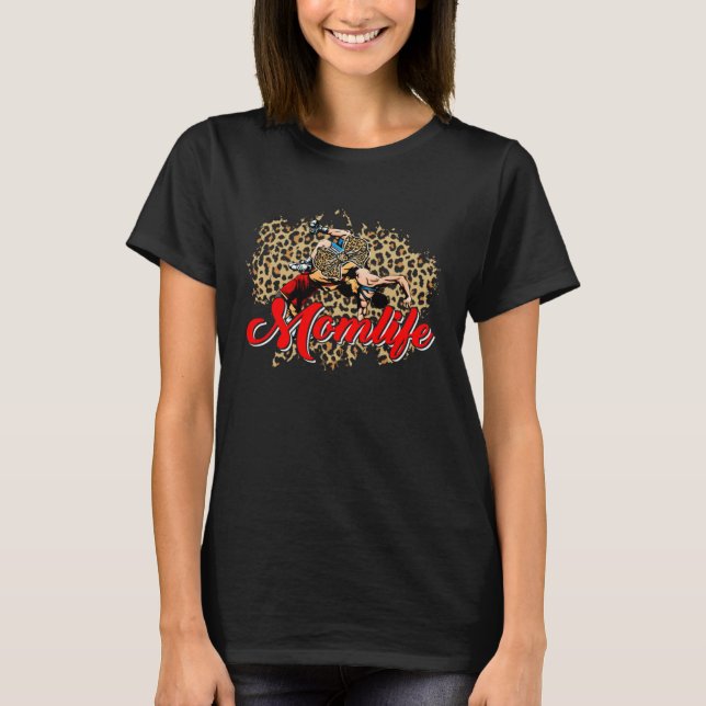 Camiseta Leopard Wrestling Mom Life Wrestling Mom Mother s  (Frente)