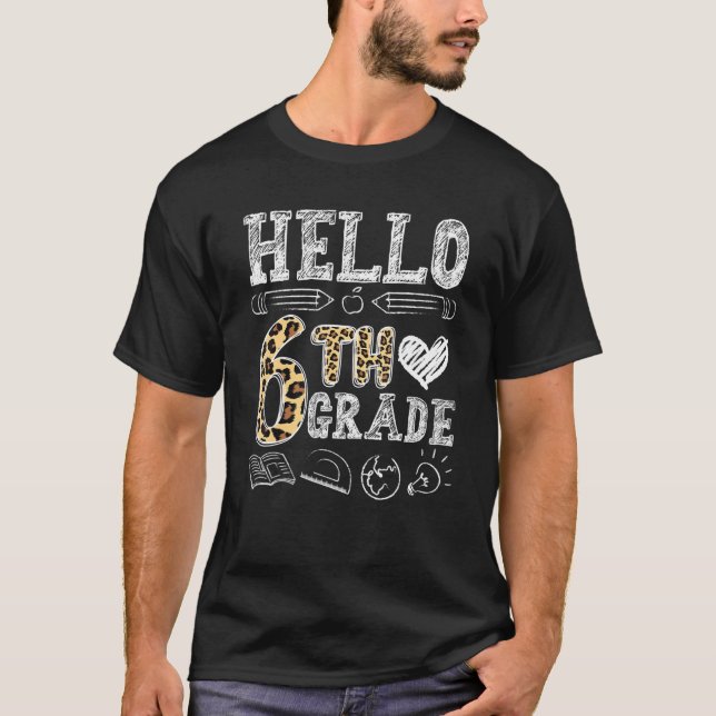 Camiseta Leopardo Alô 6 De Volta À Escola Sexta Grau (Frente)