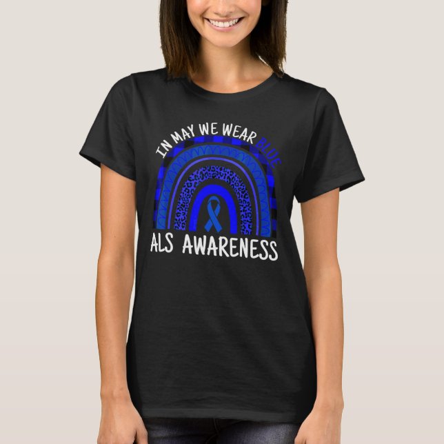 Camiseta Leopardo Arco-Íris Pode Vestir Blue Als Awarness M (Frente)