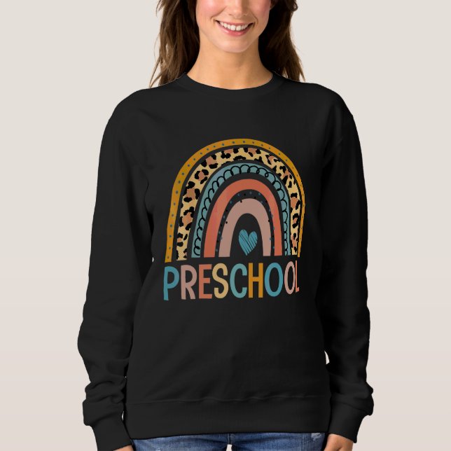 Camiseta Leopardo Arco-íris Pré-escolar  Primeiro Dia Profe (Frente)