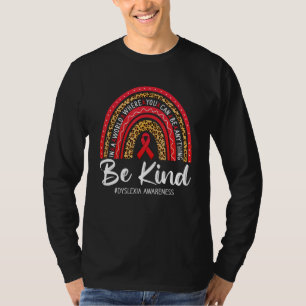 Camiseta Leopardo Arco-Íris Seja Tipo Vermelho Fita Dislexi