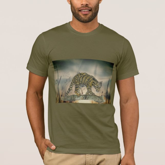 Camiseta Leopardo Bela Nublado Pintado À Mão (Frente)