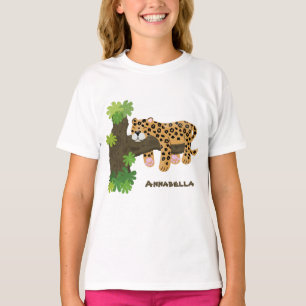 Camiseta Leopardo bonito dormindo em desenho animado de ár