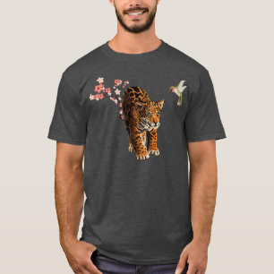 Camiseta Leopardo Bonito E Flor De Blossom De Cereja De Bei