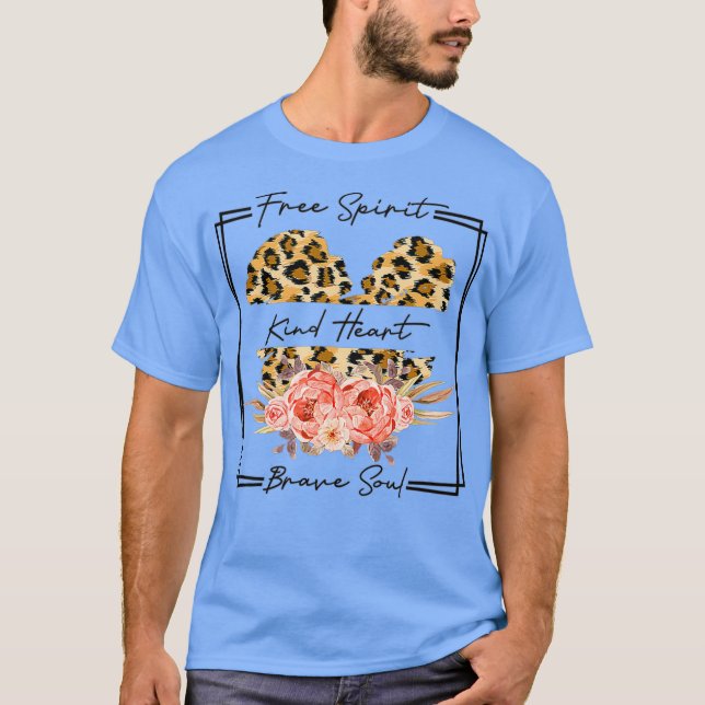 Camiseta Leopardo-bravo corajoso e espirituoso livre (Frente)