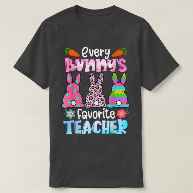 Camiseta Leopardo Cada Bunnys É Coelhos De Professores Favo (Frente do Design)