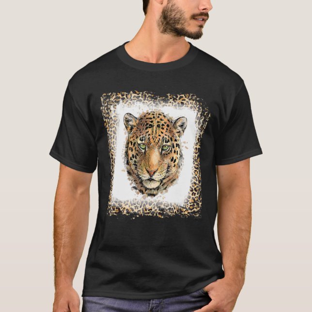 Camiseta Leopardo Cheetah Jaguar Head Watercolor Animal (Frente)