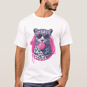 Camiseta Leopardo com óculos de sol e pastilha elástica