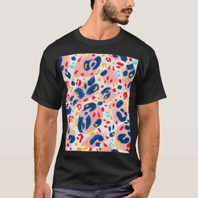 Camiseta Leopardo: cor d'água pintada à mão. (Frente)