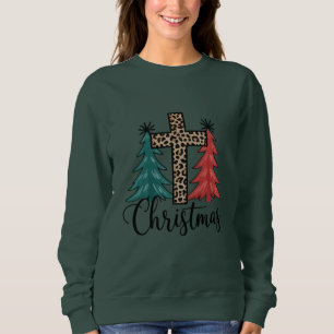 Camiseta Leopardo Cruz Árvores de Natal Cristão