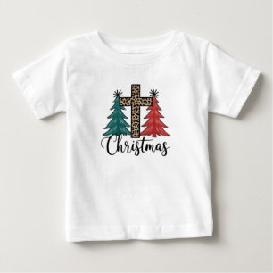 Camiseta Leopardo Cruz Árvores de Natal Cristão