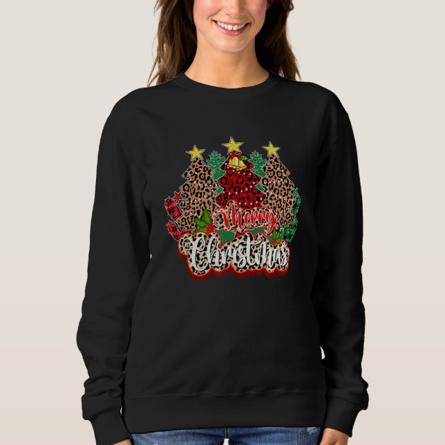 Camiseta Leopardo das árvores de Natal Luzes de Natal Feria (Frente)