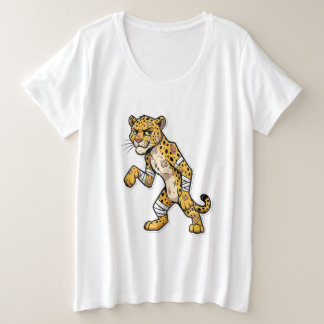 Camiseta Leopardo de Cartoon Duro com Bandagens - Engraçado