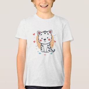 Camiseta Leopardo de Neve Bonita com Corações