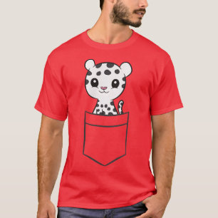 Camiseta Leopardo-de-Neve em Pocket Bolso Neve Leopardo