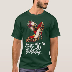 Camiseta Leopardo de salto alto de 50 anos é meu 50º aniver