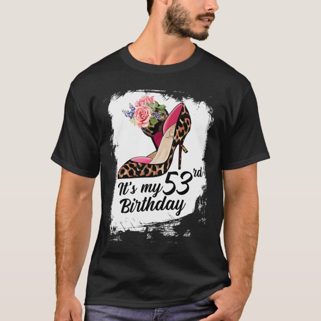 Camiseta Leopardo de salto alto de 53 anos é meu 53º aniver (Frente)