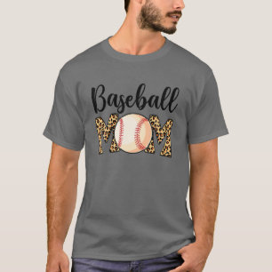 Camiseta Leopardo-Dia de as mães-branco Baseball Mãe Mamãe 