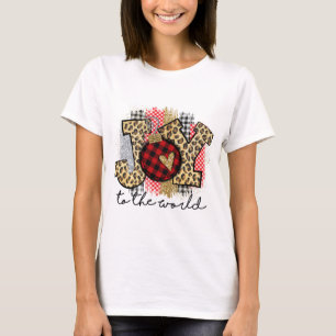 Camiseta Leopardo E Alegria De Xadrez Vermelha Para A Famíl