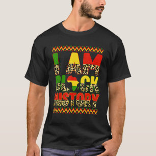 Camiseta Leopardo Eu Sou História Negra Mês Afro-Americano