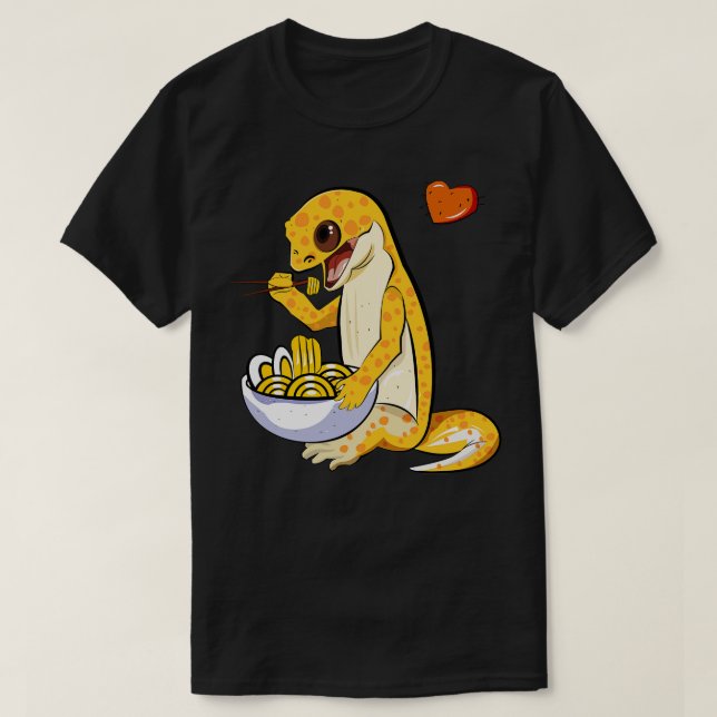 Camiseta Leopardo Gecko Eating Ramen (Frente do Design)