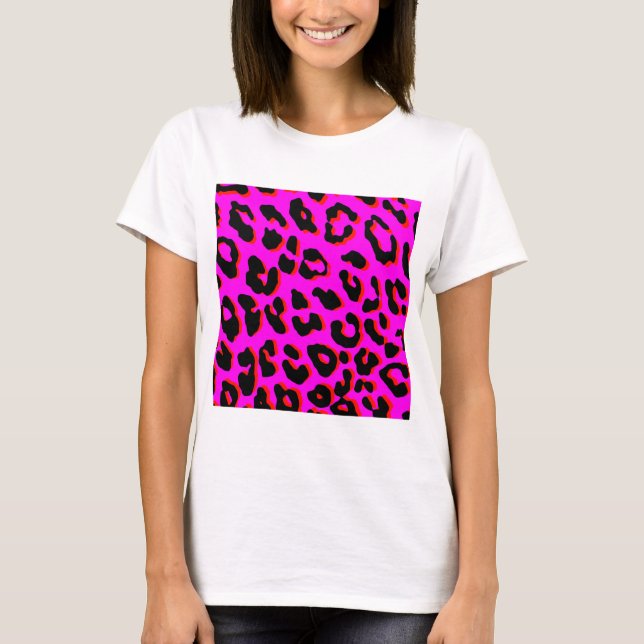 Camiseta Leopardo - Impressão Rosa (Frente)