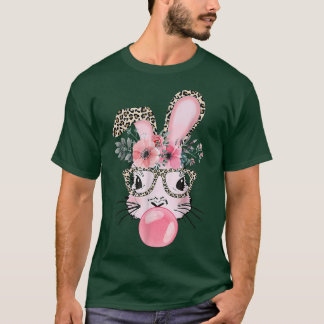 Camiseta Leopardo Imprime coelho soprando bolha borboleta G