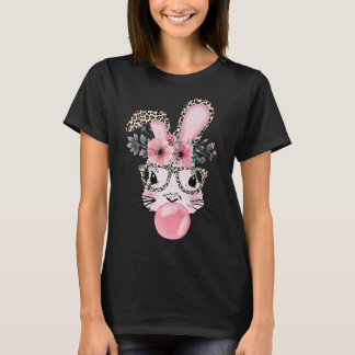Camiseta Leopardo Imprime coelho soprando bolha borboleta G