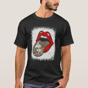 Camiseta Leopardo Imprime Lábios de Hóquei em Gelo Mãe Dia
