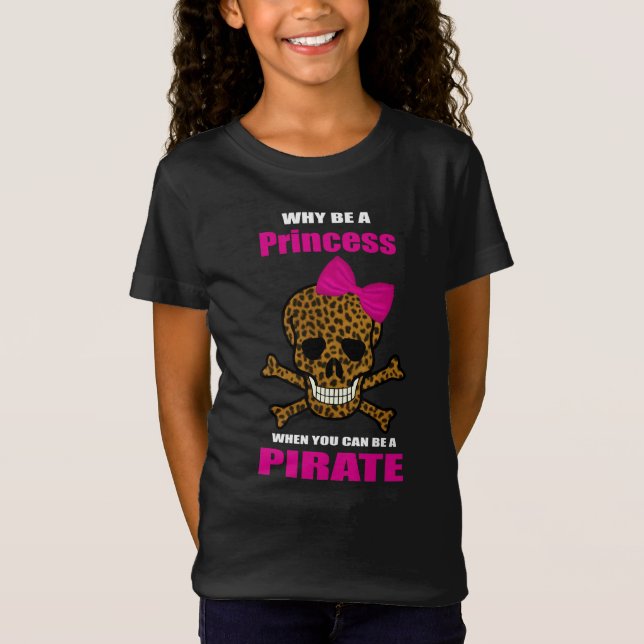 Camiseta Leopardo Imprimir Arco Rosa Pirata Princesa Caveir (Frente)