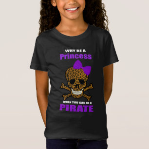 Camiseta Leopardo Imprimir Arco Roxo Pirata Princesa Caveir
