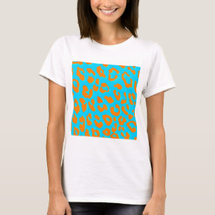 Camiseta Leopardo Imprimir Laranja Azul