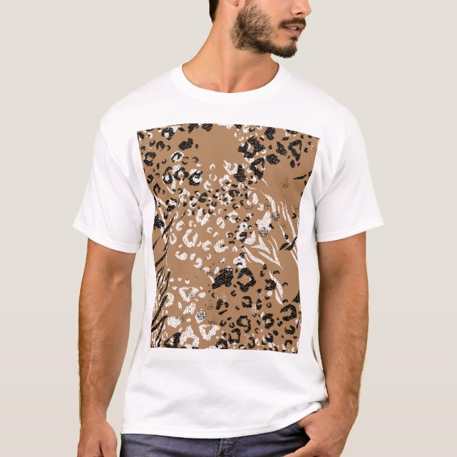 Camiseta Leopardo moderno: padrão natural selvagem. (Frente)
