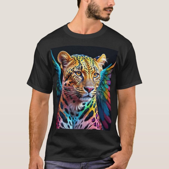 Camiseta Leopardo Multicolorido com Asas (Frente)