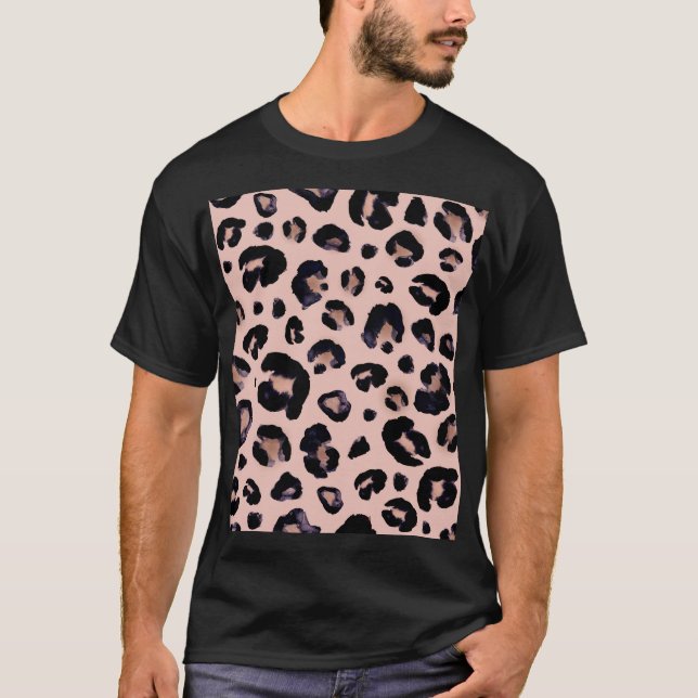 Camiseta Leopardo Neve, Textura Desenhada À Mão. (Frente)